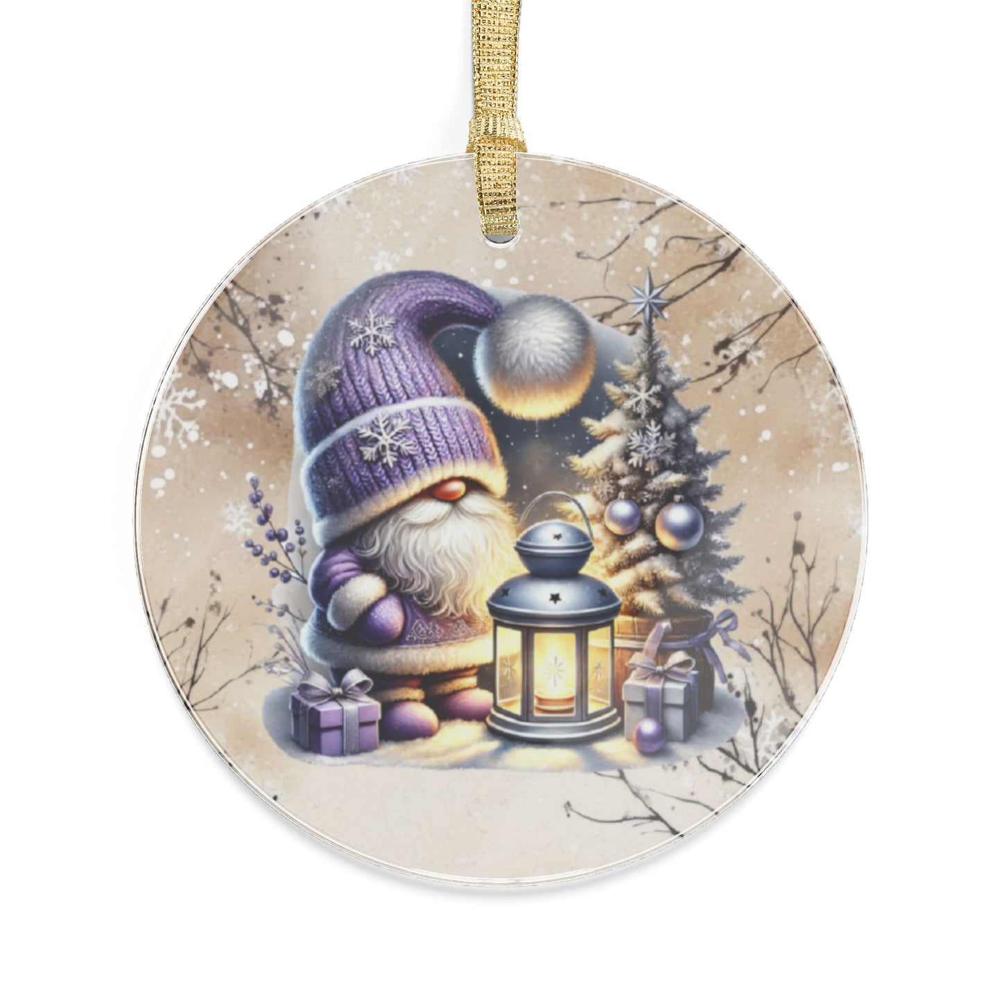 Whimsical Holiday Acrylic Ornaments - Charming Gnome Design
