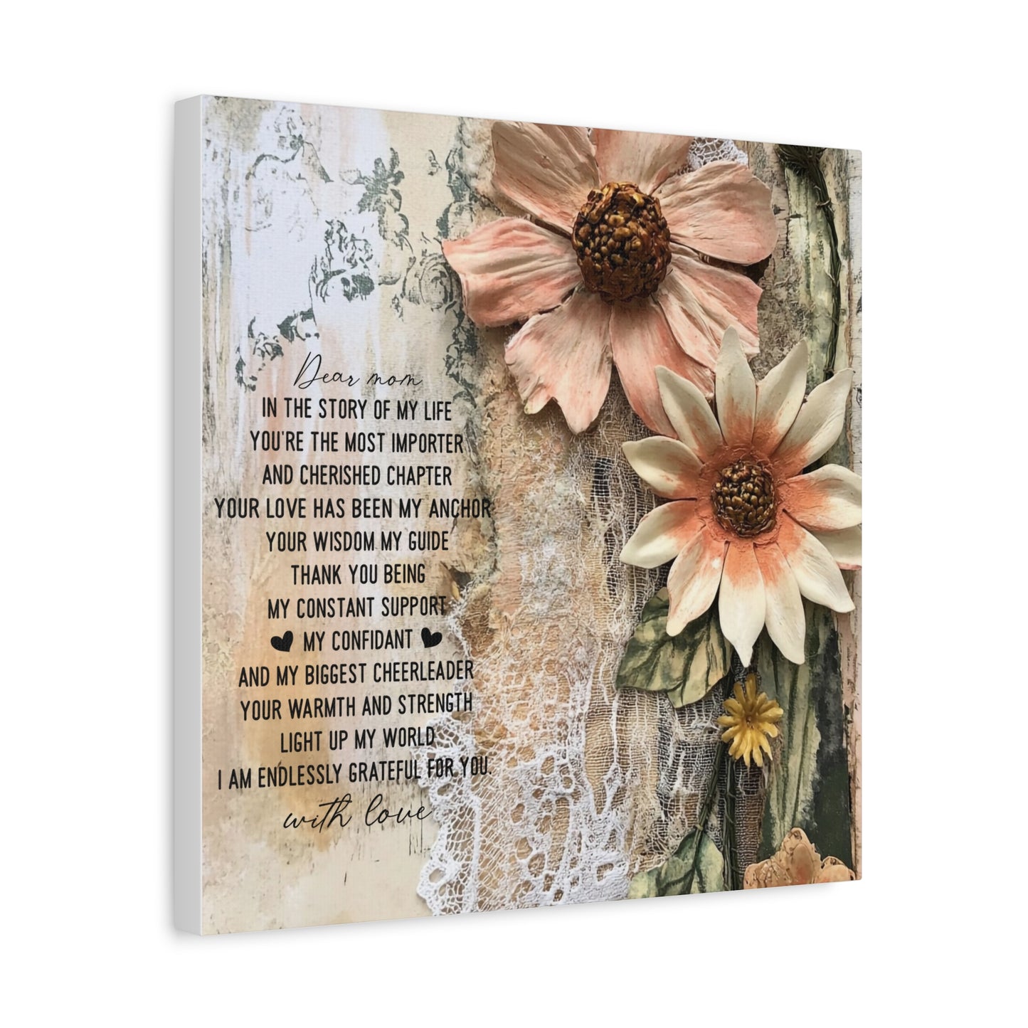 Floral Canvas Wall Art - Heartfelt Mom Appreciation Decor