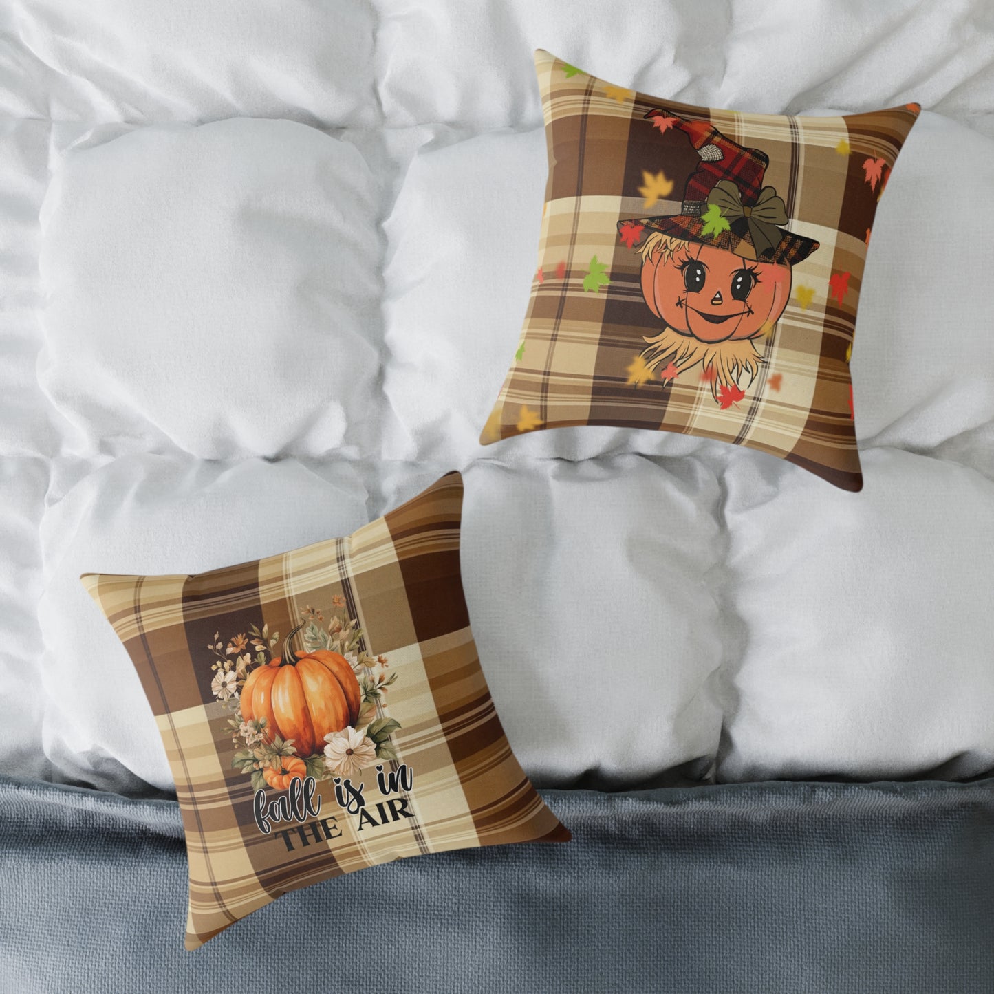 Fall Decor Square Poly Canvas Pillow, Stylish Two-Sided Fall Quote Decor Pillow for Home or Office, Beautiful Accent for Any Room