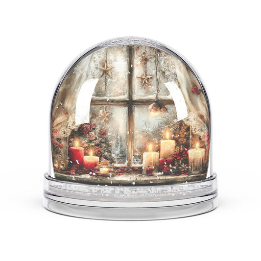 Festive Candlelit Window Snow Globe — Cozy Holiday Décor