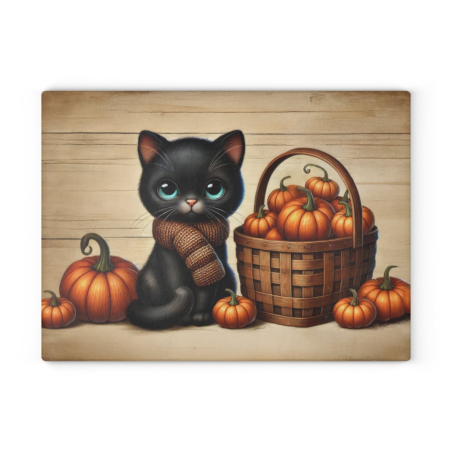 Cute Black Cat Pumpkin Glass Cutting Board - Perfect for Fall Cooking & Home Decor