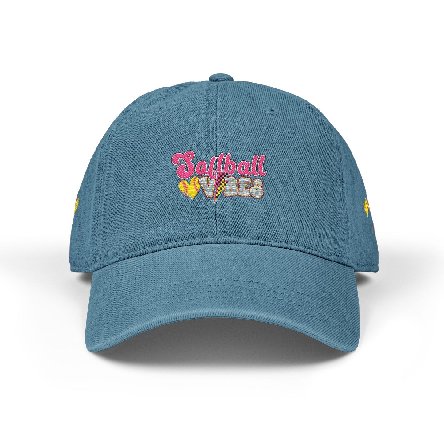 Softball Vibes Embroidered Denim Hat for Sport Lovers