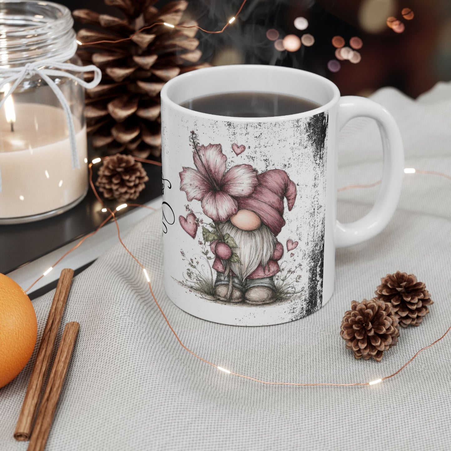 Ceramic Gnome Floral Mug "Forever & Always" — Romantic Anniversary Gift (11oz & 15oz)