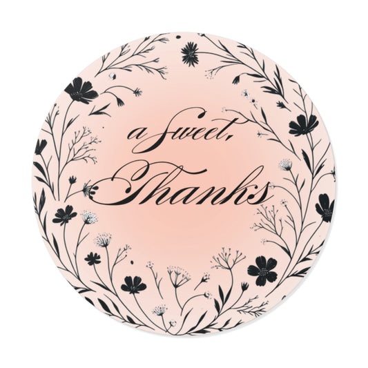 Floral Thank You Stickers, Wedding Favors, Party Decor, Custom Vinyl Stickers, Gift Tags