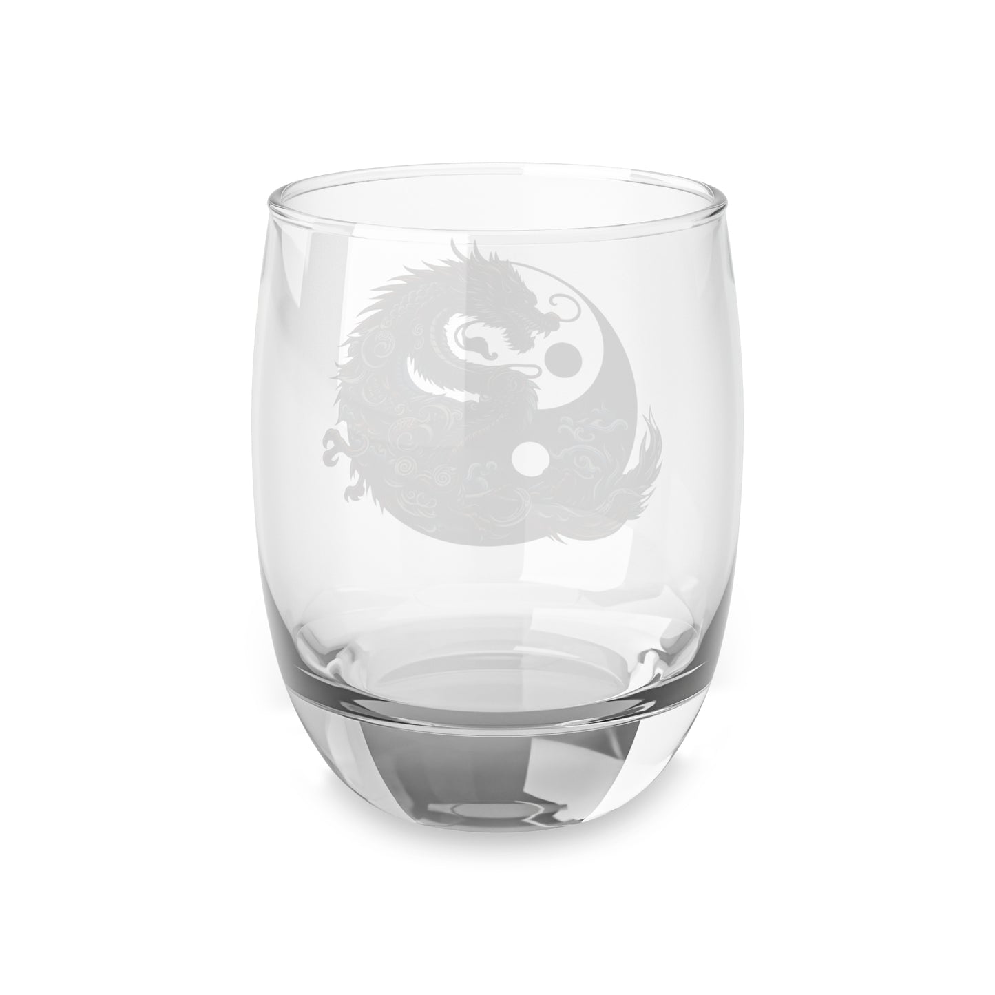 Dragon Yin-Yang Whiskey Glass 6oz — Engraved Asian Dragon Rocks Glass