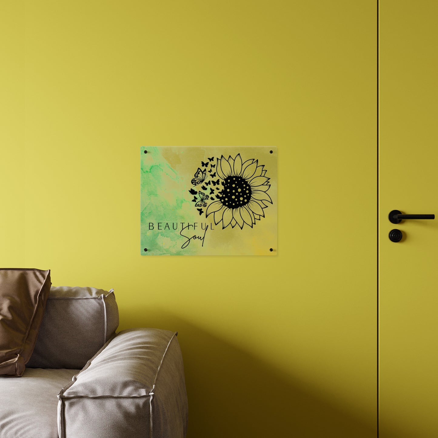 Beautiful Soul Acrylic Wall Art Panel with Sunflower Design