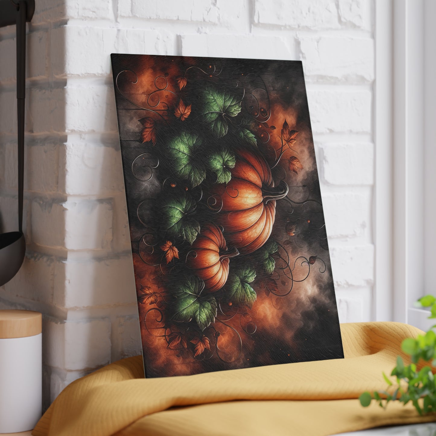 Autumn Pumpkins Glass Cutting Board