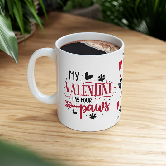 Valentine Paw Print Ceramic Mug – I Love My Furry Valentine (11oz & 15oz)