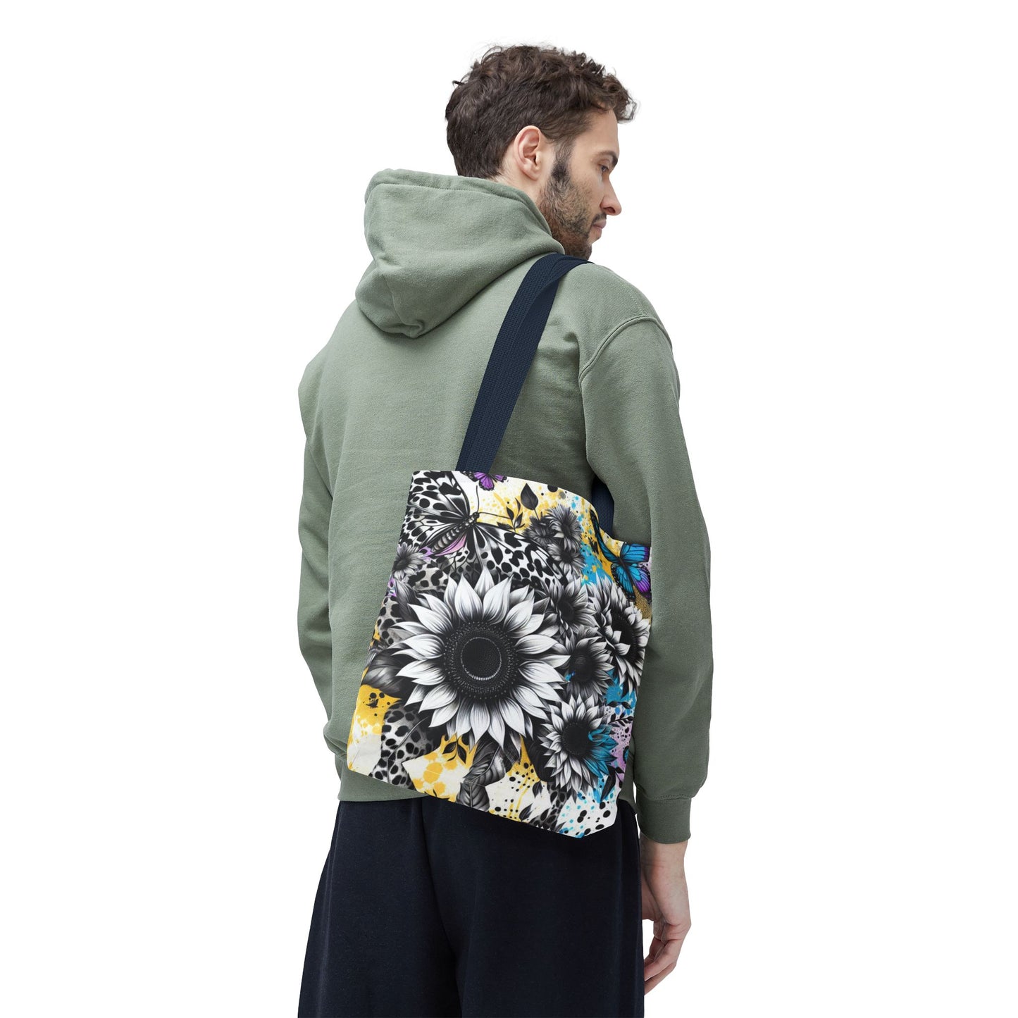 Sunflower & Butterflies Tote Bag — Color Splash Floral All-Over Print