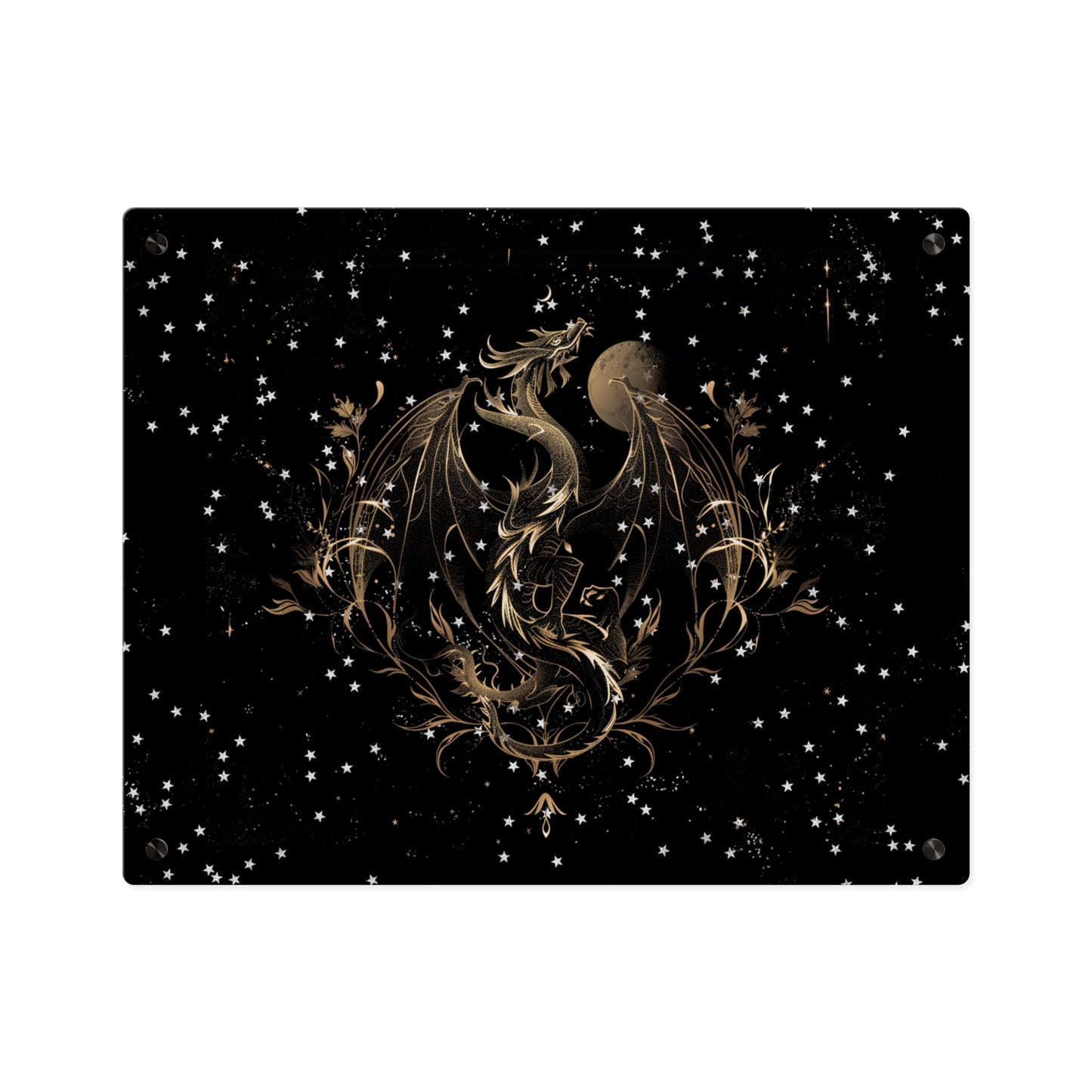 Sleek Dragon Acrylic Wall Art Panel - Celestial Decor for Fantasy Lovers