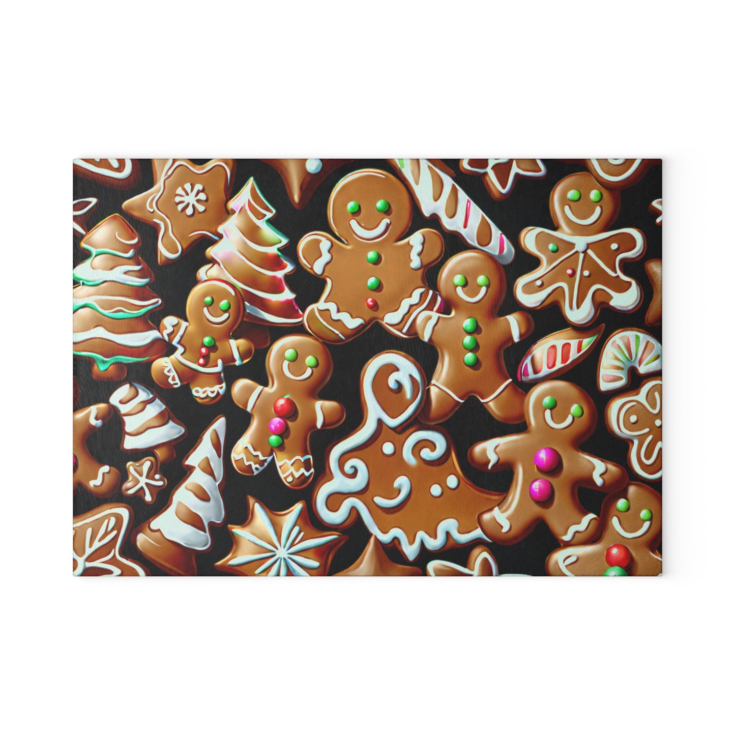 Gingerbread Holiday Glass Cutting Board