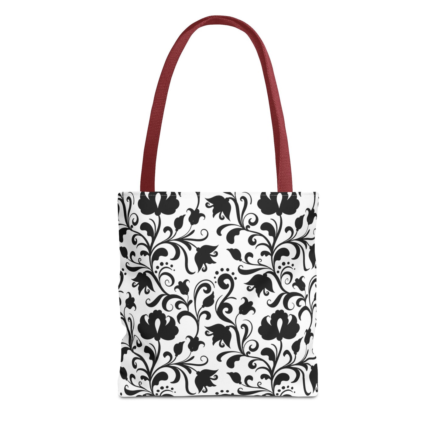 Black and White Floral Tote Bag - Stylish AOP Fashion Everyday Gift