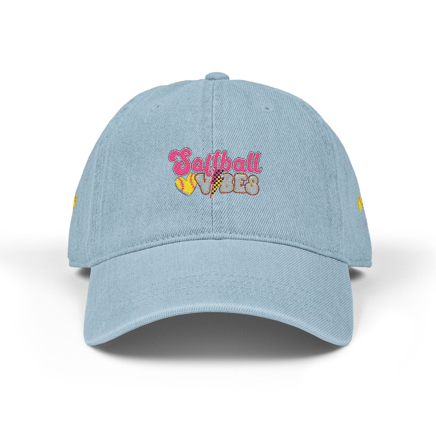 Softball Vibes Embroidered Denim Hat for Sport Lovers
