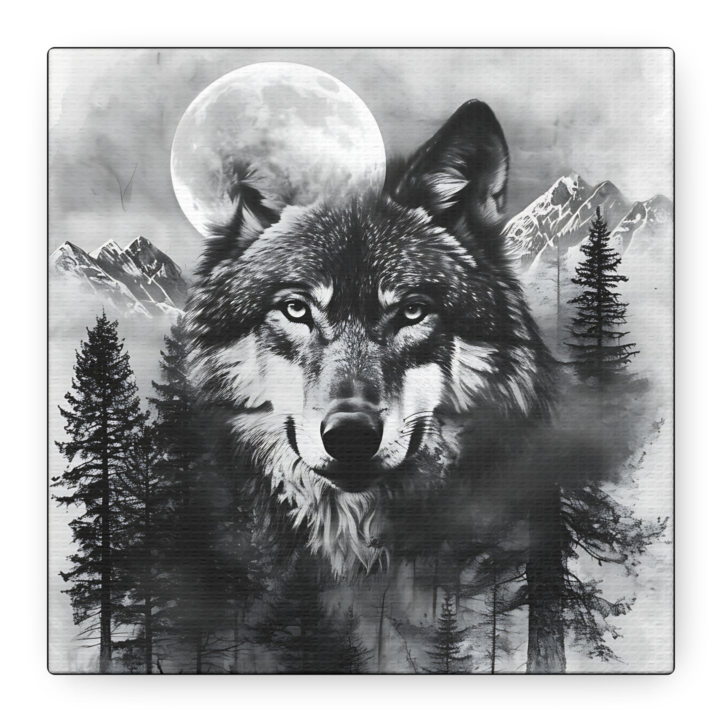 Majestic Wolf Canvas Wall Art - Black and White Wilderness Decor