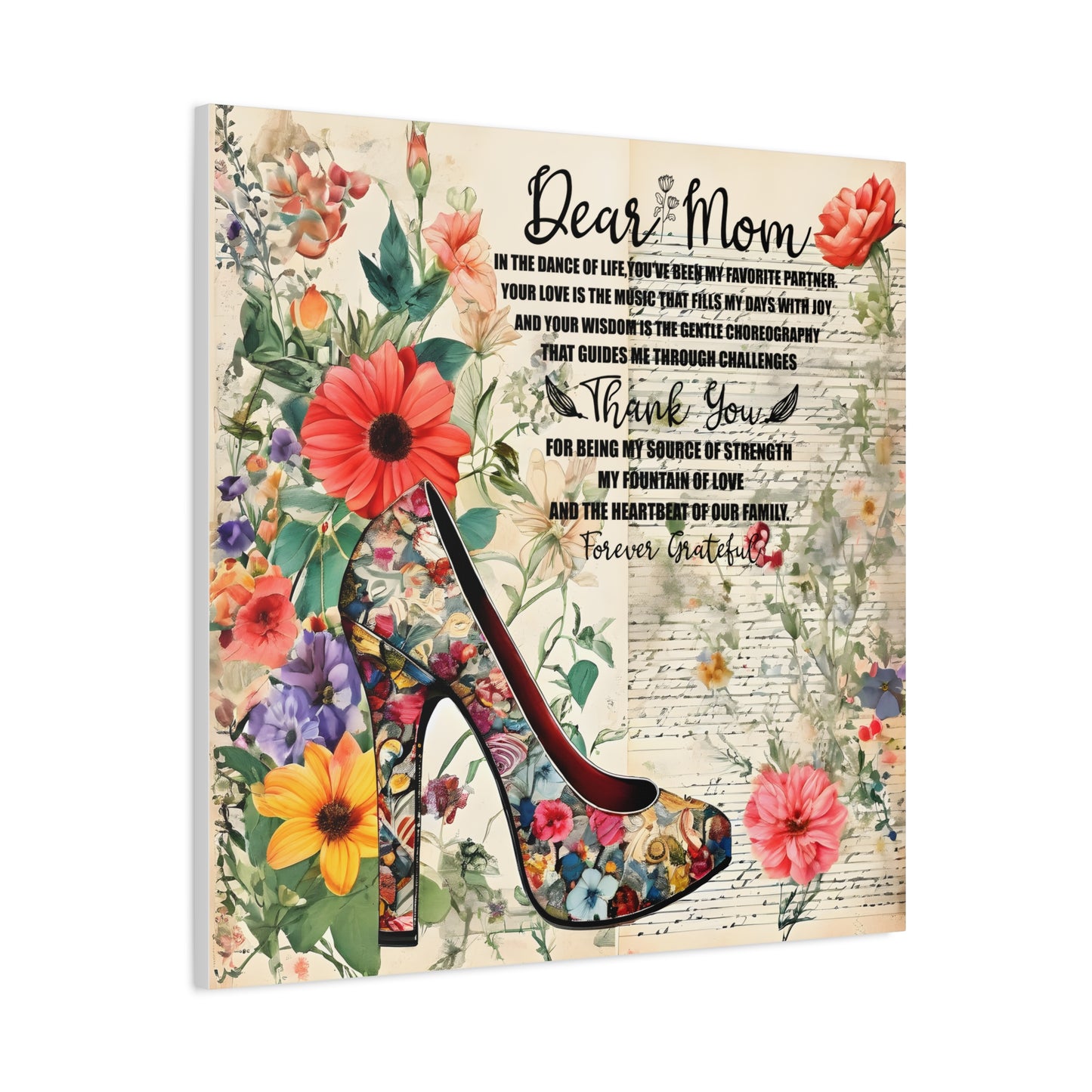 Inspirational Floral Canvas Wall Art for Mom - Perfect Gift for Mother's Day