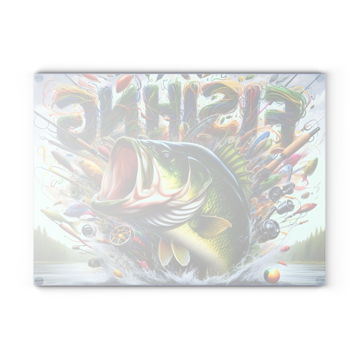 Vibrant Fishing Glass Cutting Board