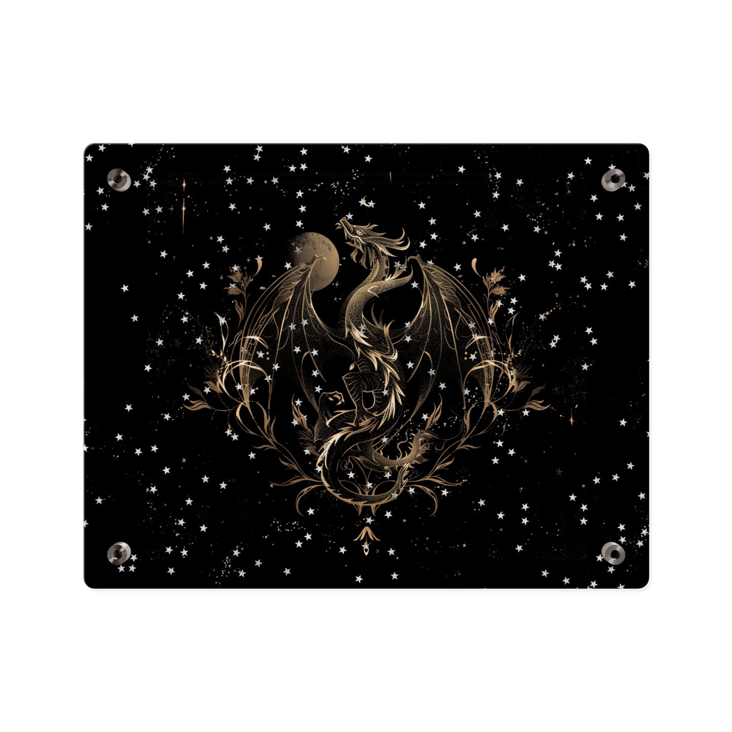 Sleek Dragon Acrylic Wall Art Panel - Celestial Decor for Fantasy Lovers