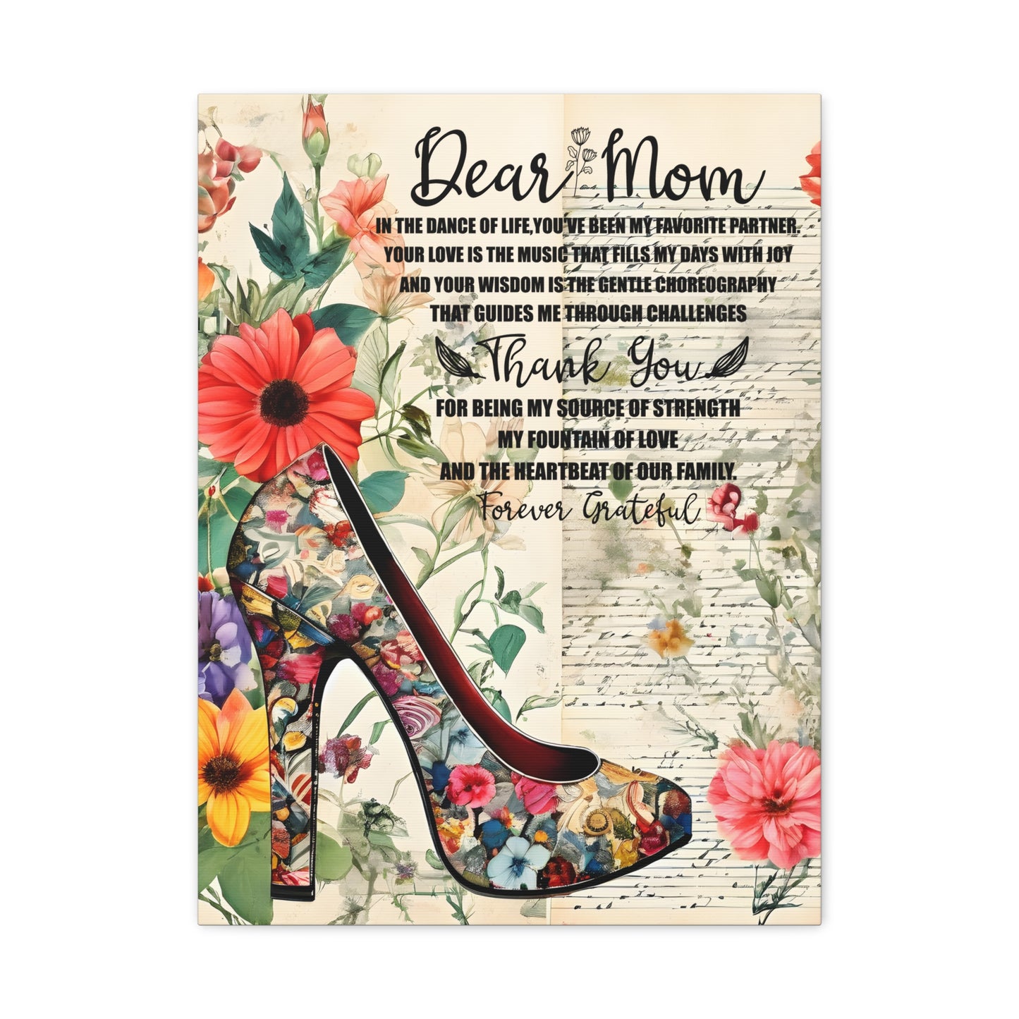 Inspirational Floral Canvas Wall Art for Mom - Perfect Gift for Mother's Day