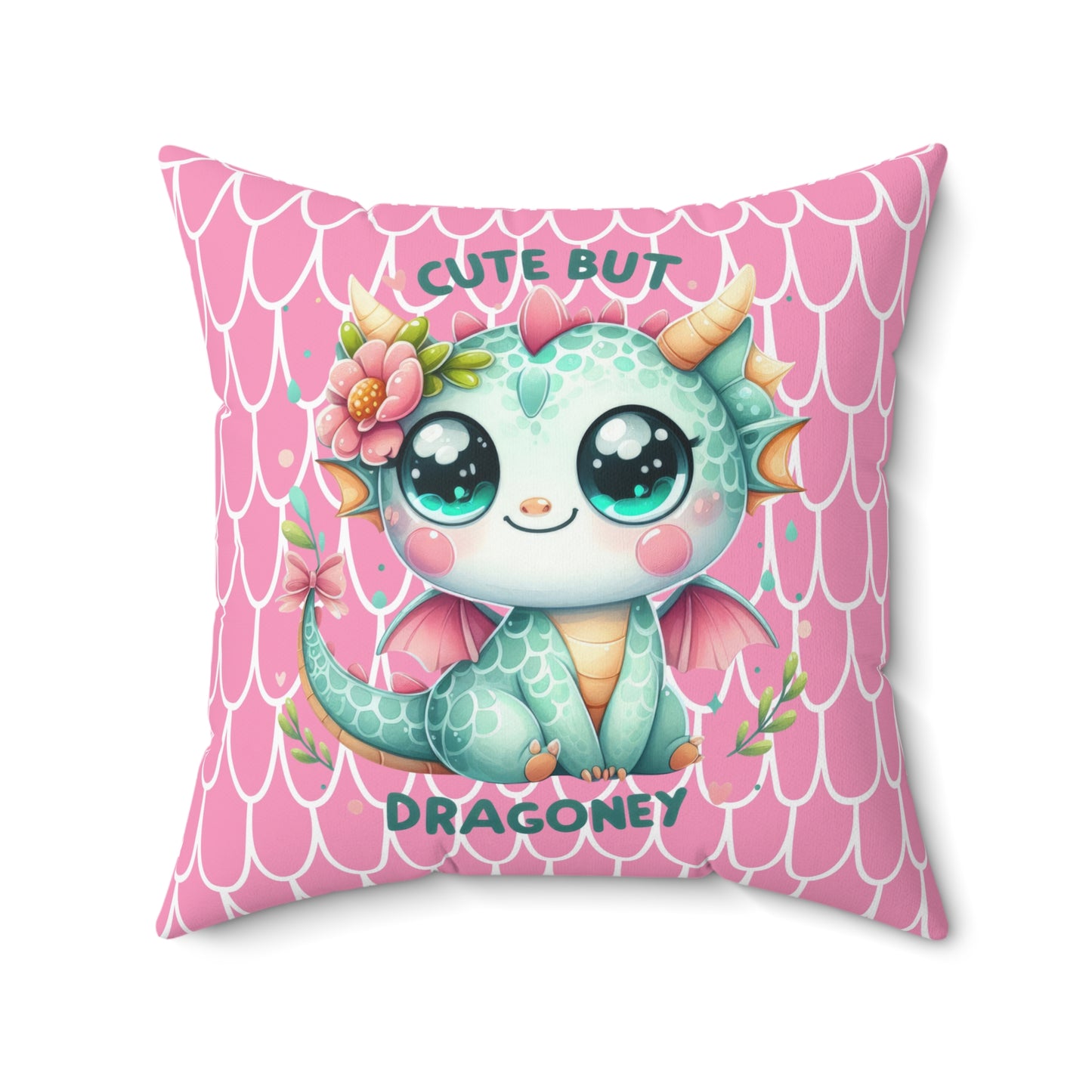 Cute But Dragoney Square Pillow, Dragon Pillow, Kids Room Decor, Fantasy Gift, Cute Home Accent, Magical Plush Cushion