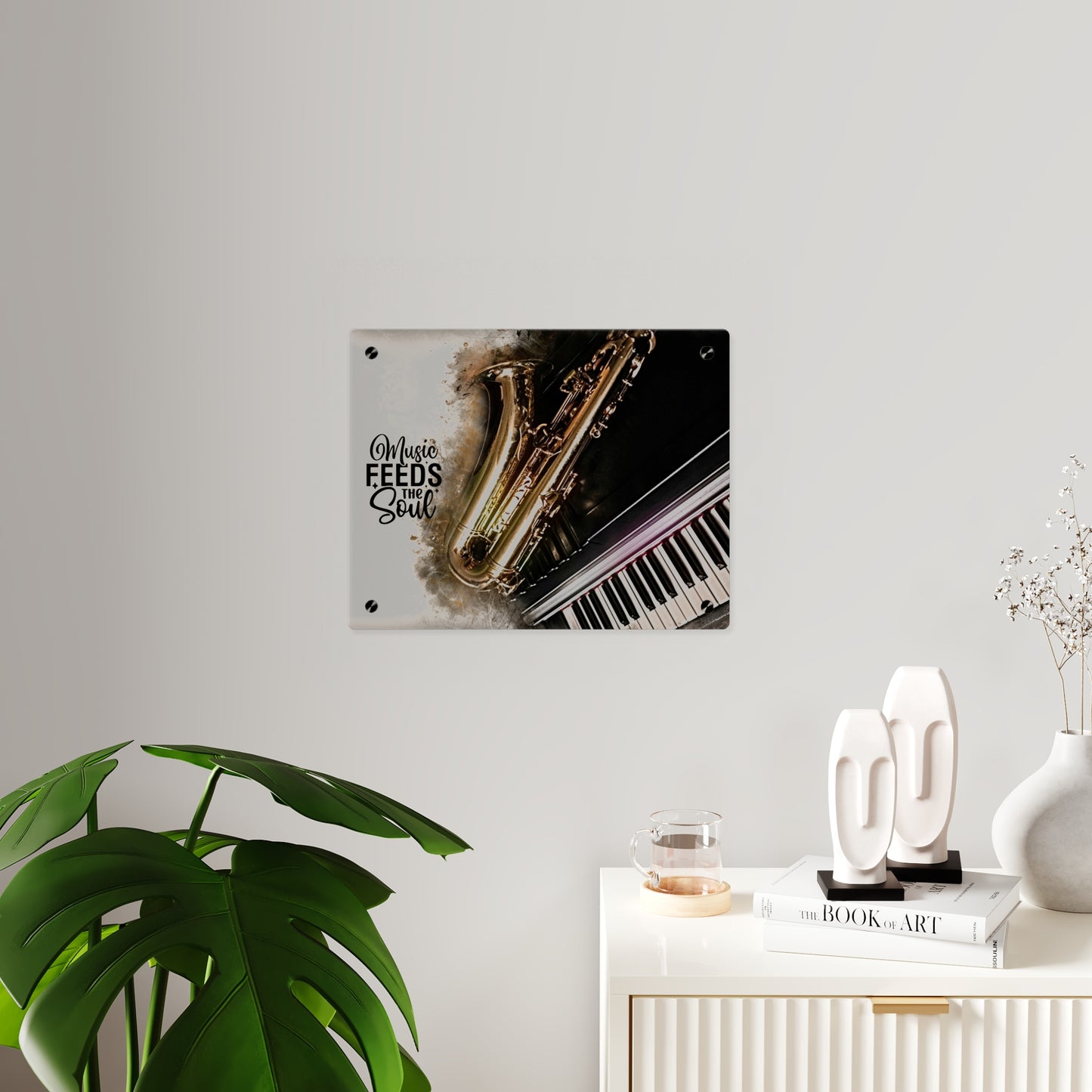 Inspirational Acrylic Wall Art Panel - "Music Feeds the Soul"