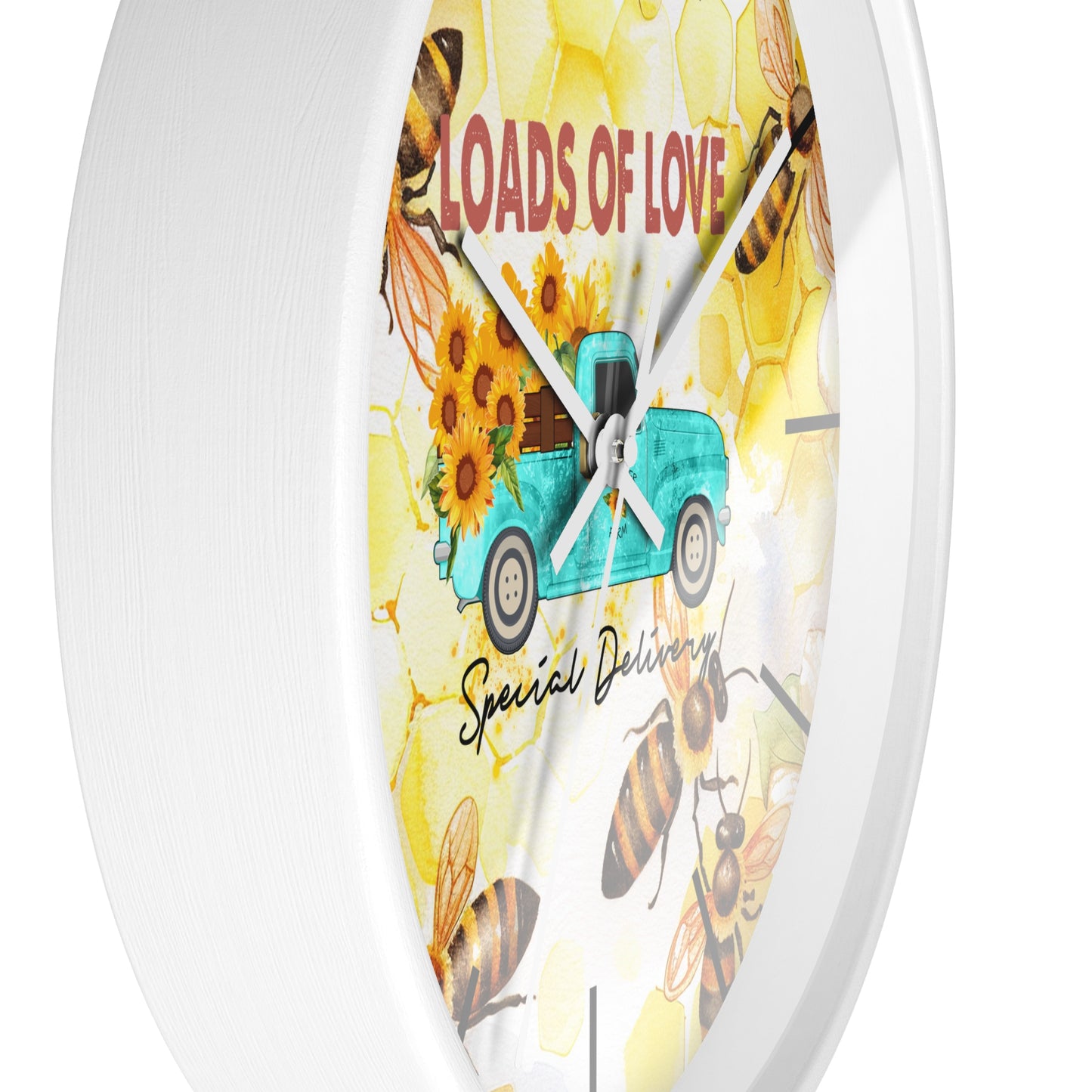 Sunflower Truck Honey Bees Wall Clock - Farmhouse Country Decor