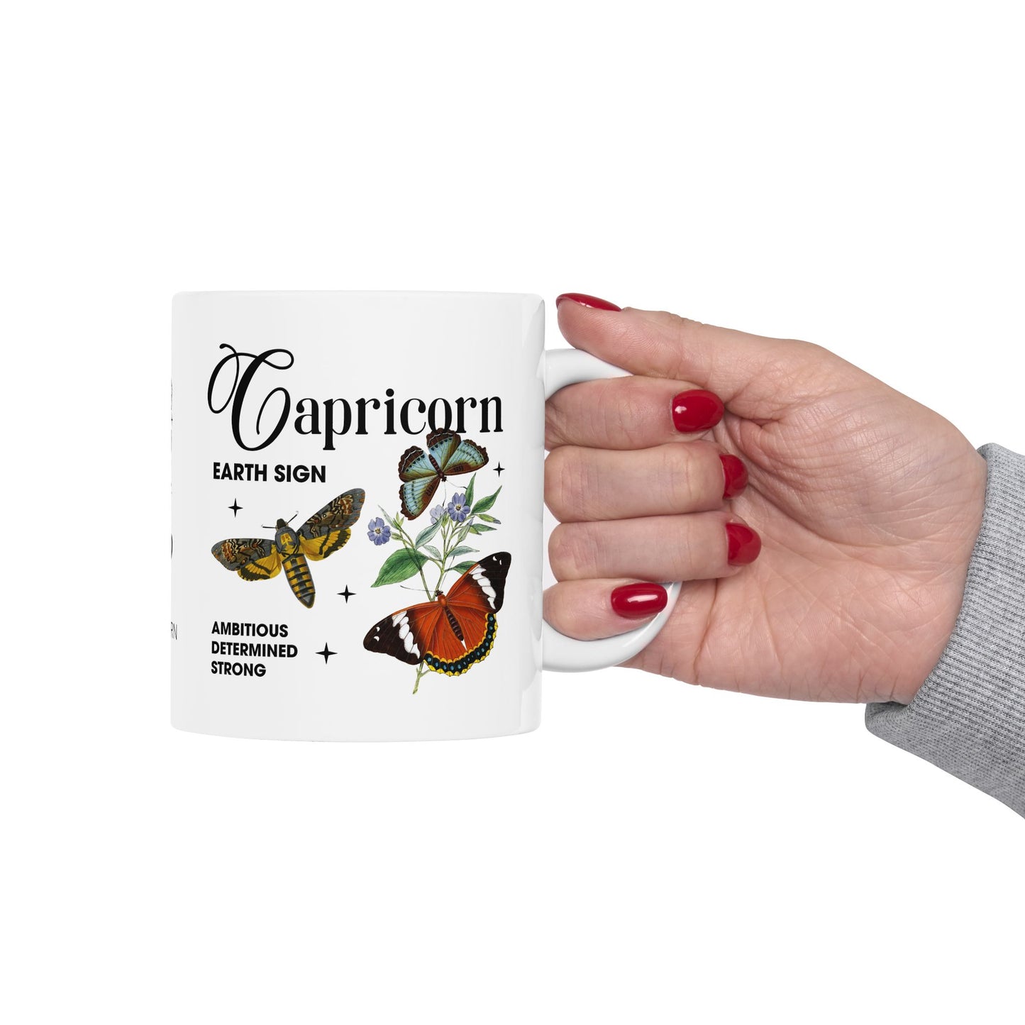 Capricorn Zodiac Floral Ceramic Mug - Horoscope Gift for Astrology Lovers