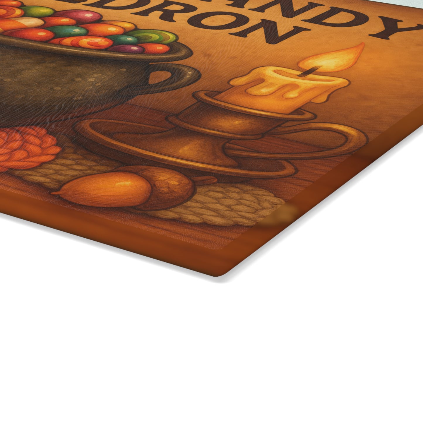 Witch's Candy Cauldron Glass Cutting Board