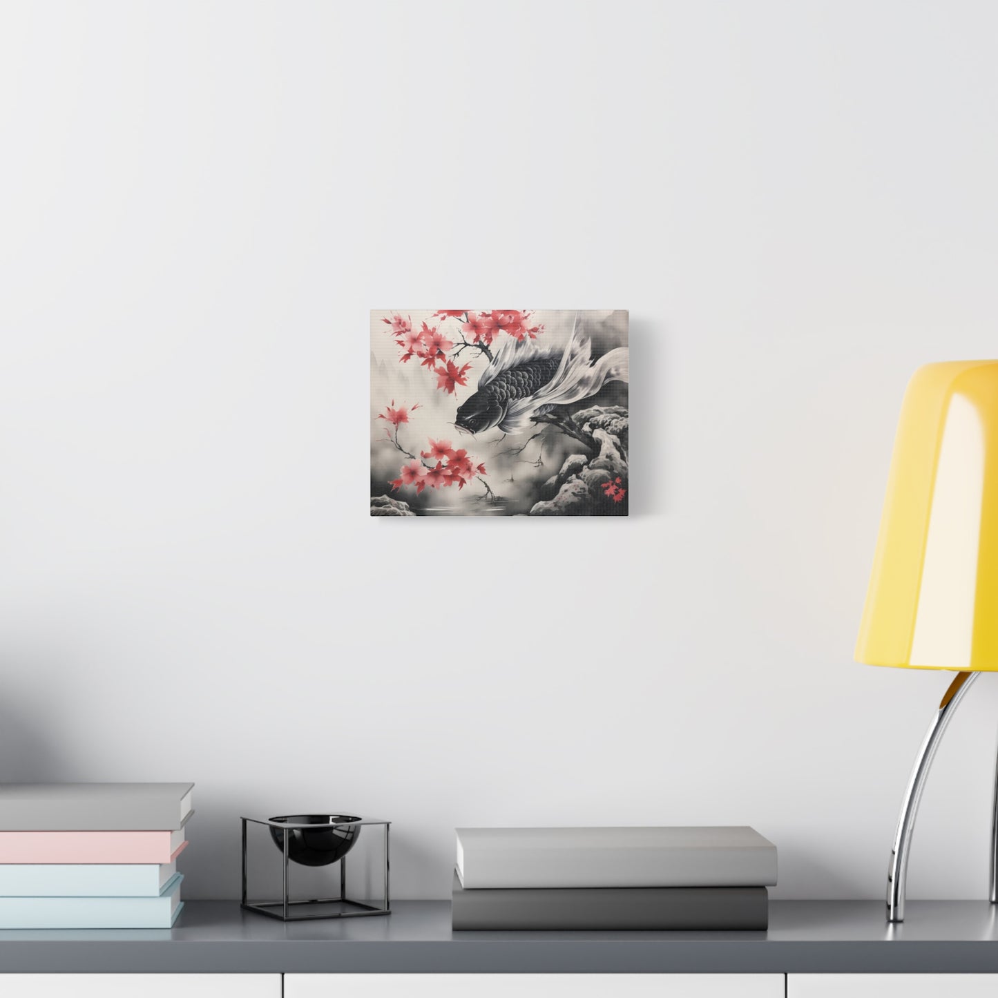Koi Fish Artwork Canvas Wall Art Print - Elegant Decorative Wall Art with Cherry Blossoms