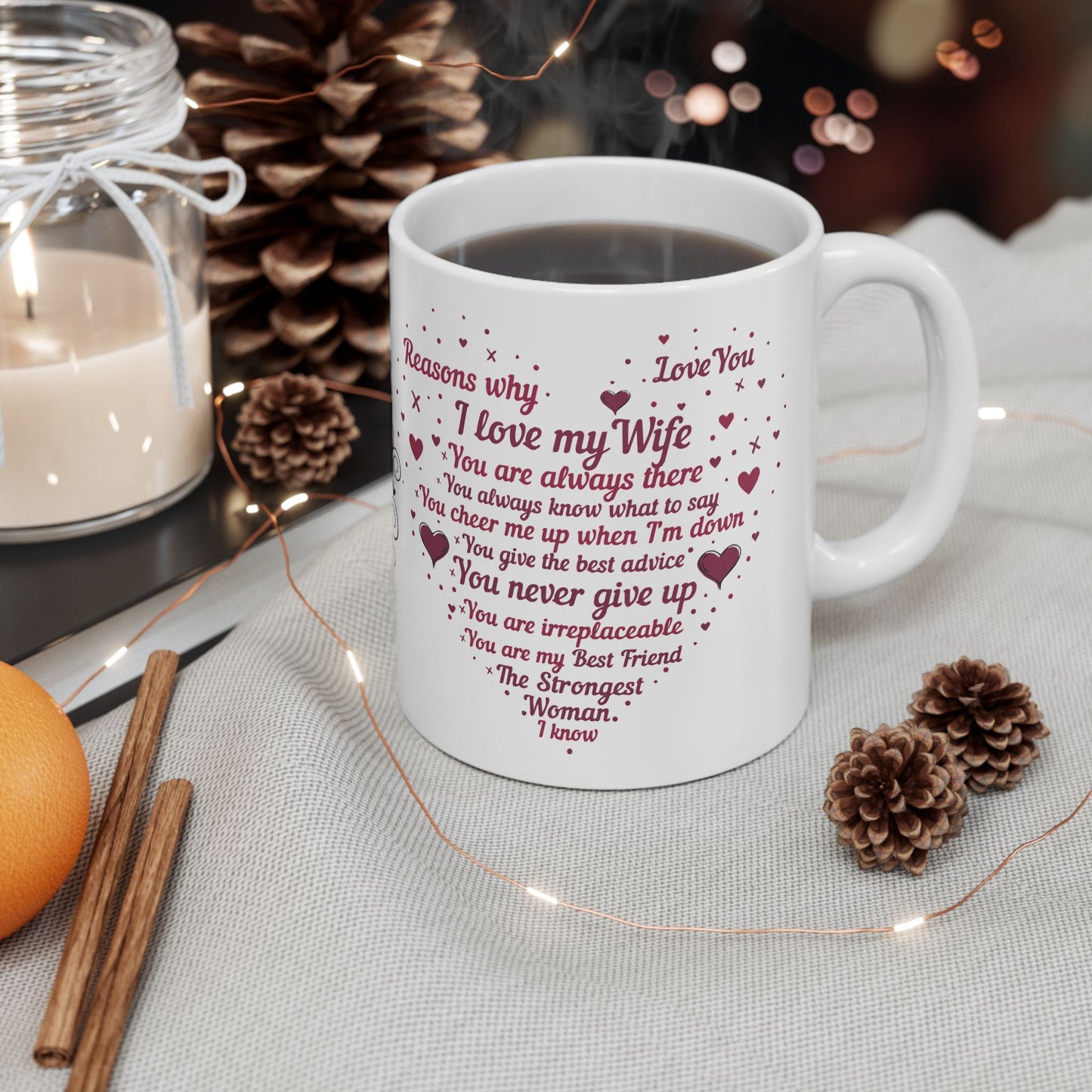 "Reasons Why I Love My Wife" Ceramic Mug — Romantic Valentine’s Day Coffee Cup (11oz/15oz)