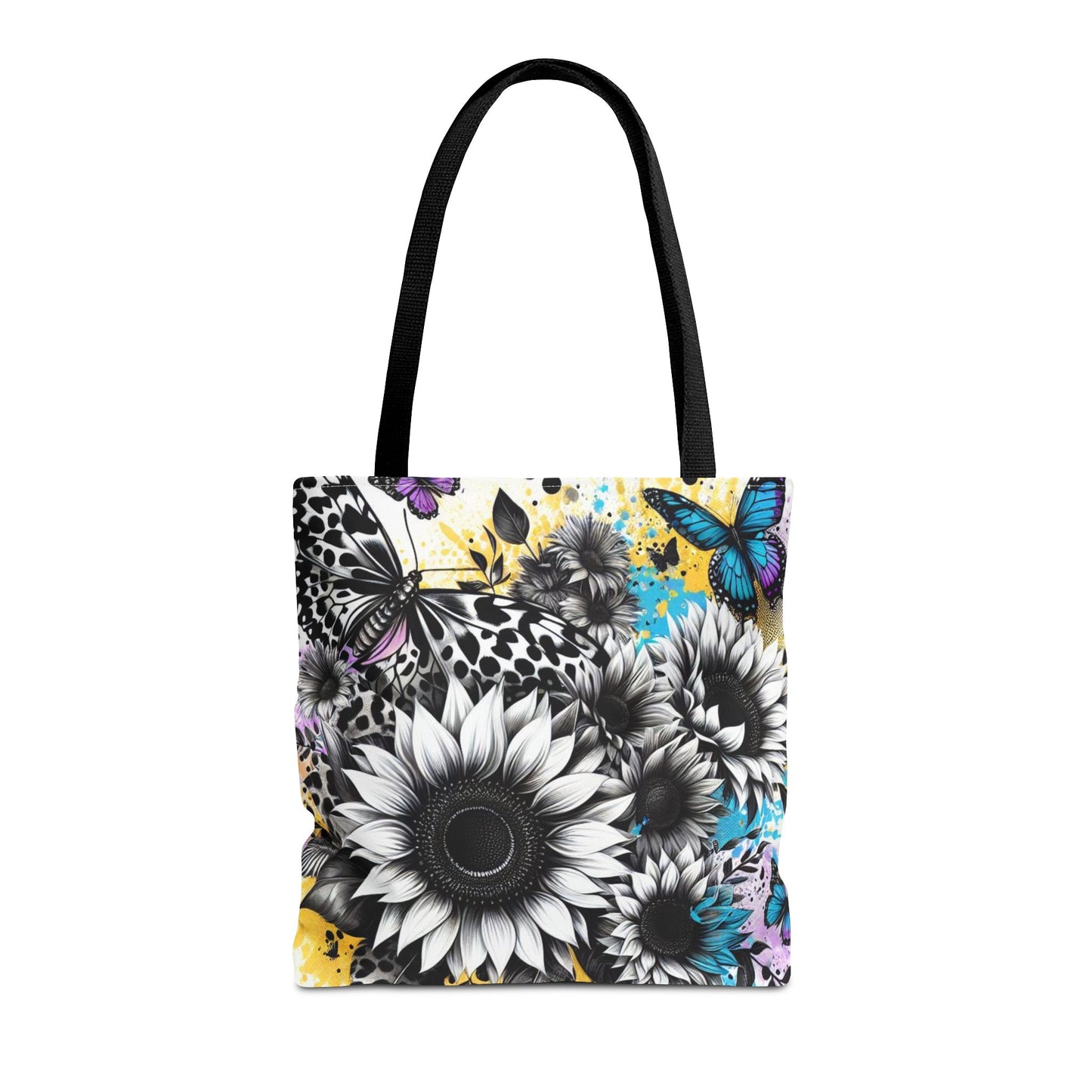 Sunflower & Butterflies Tote Bag — Color Splash Floral All-Over Print