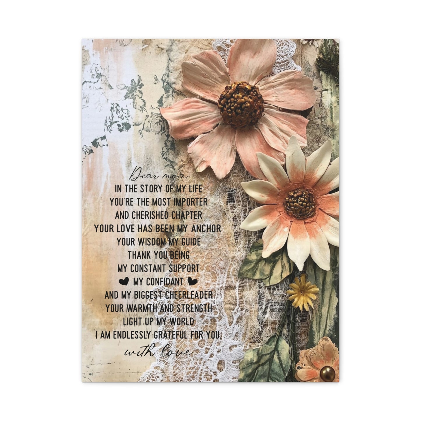 Floral Canvas Wall Art - Heartfelt Mom Appreciation Decor