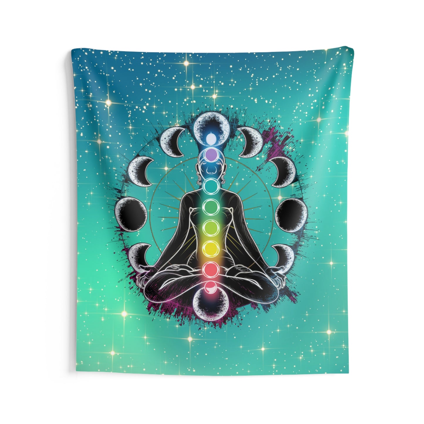 Chakra Meditation Wall Tapestry, Boho Room Decor, Spiritual Art, Zen Home Decor, Gift for Yoga Lovers