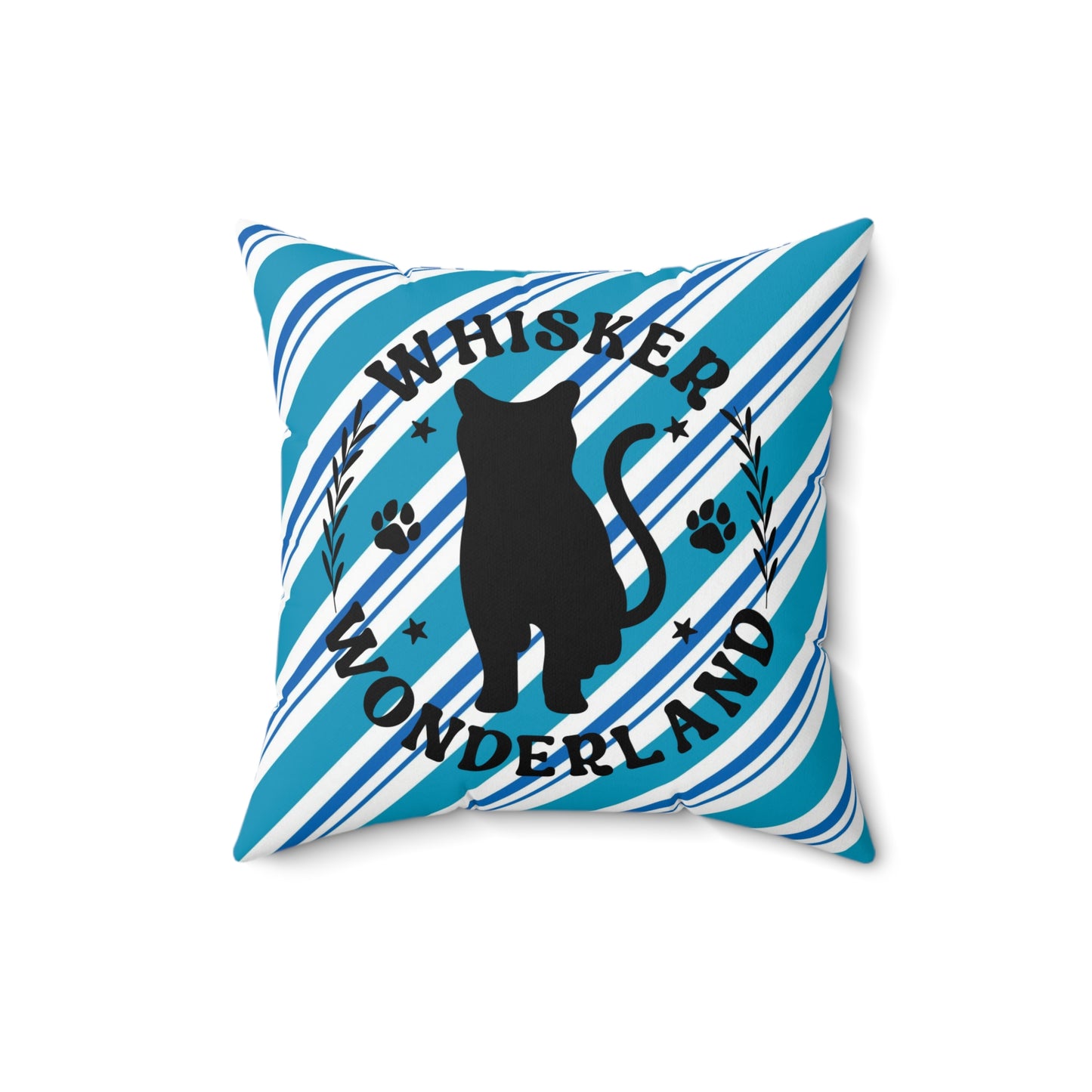 Pet Cat Theme Spun Polyester Square Pillow, Cat Holiday Quote, Cat Lover's Holiday Decor, Cat Lovers, Animal Lovers, Holiday Decor for Cat Lovers