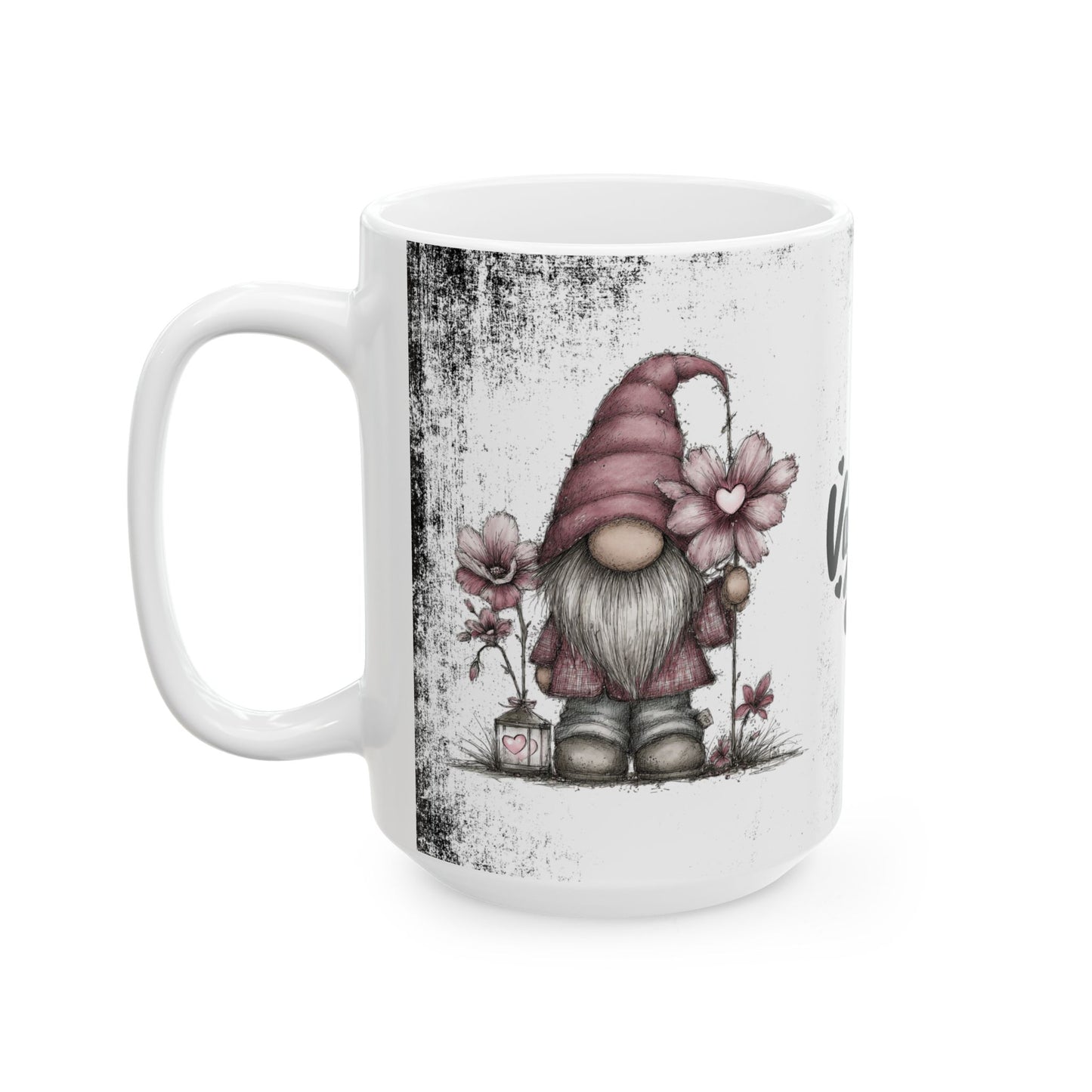 Ceramic Gnome Floral Mug "Happy Valentine's Day" — Happy Valentine’s Day 11oz/15oz