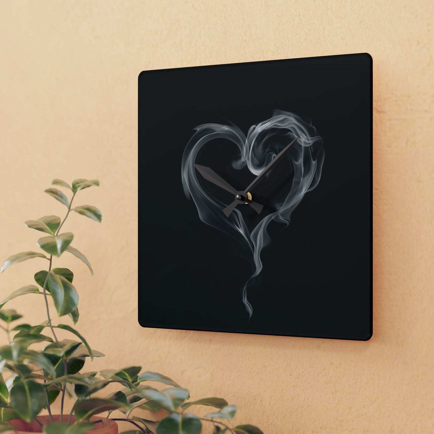 Gothic Smoky Heart Wall Clock - Dark Romance Home Office Decor