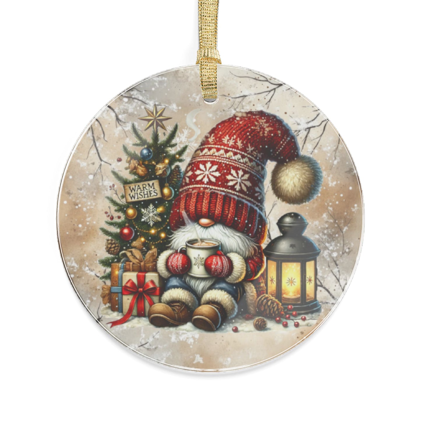 Christmas Acrylic Ornaments - Cozy Gnome & Tree Holiday Decor