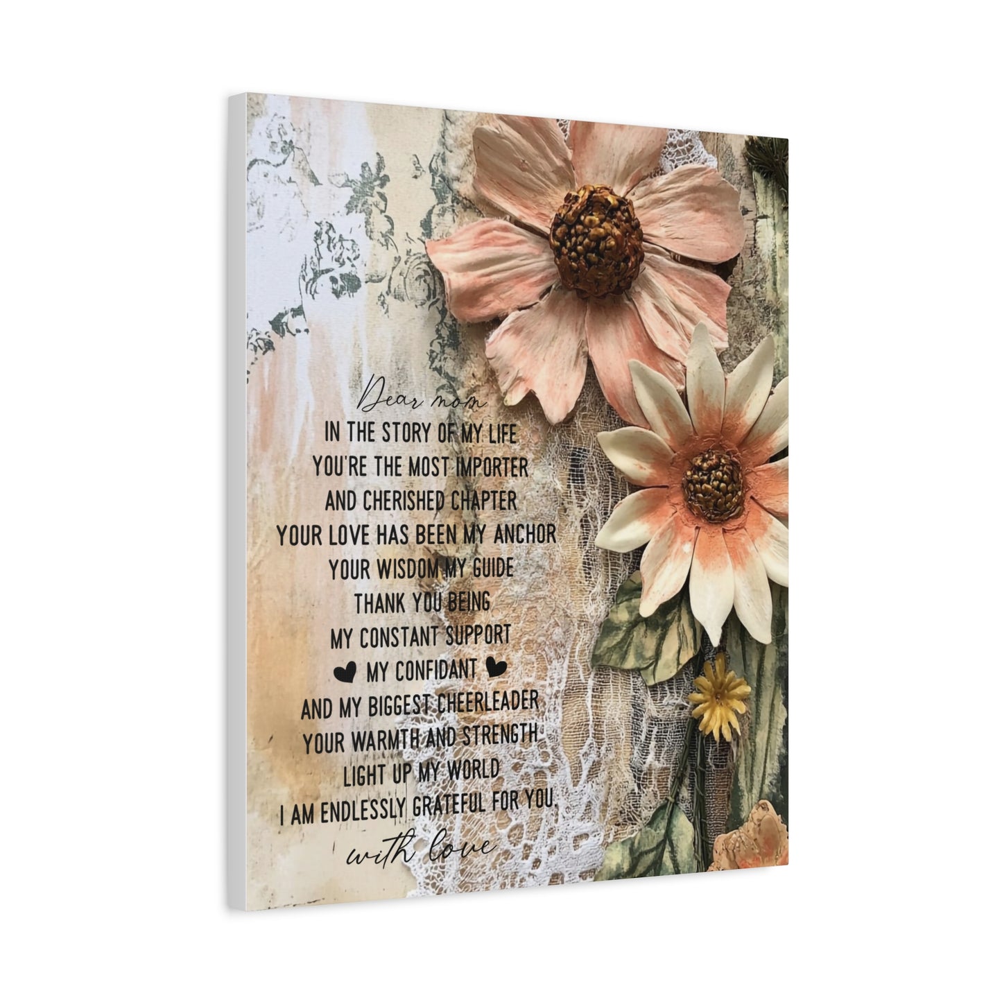Floral Canvas Wall Art - Heartfelt Mom Appreciation Decor