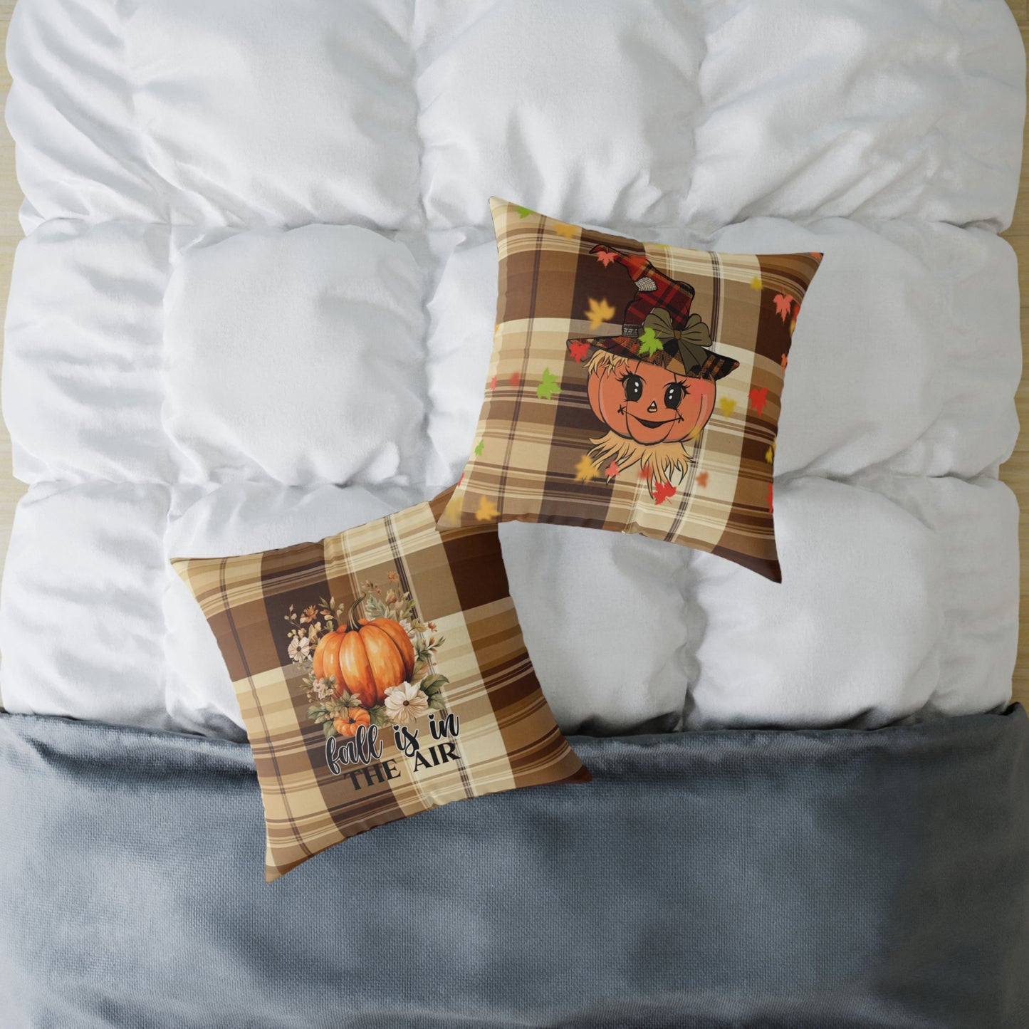 Fall Decor Square Poly Canvas Pillow, Stylish Two-Sided Fall Quote Decor Pillow for Home or Office, Beautiful Accent for Any Room