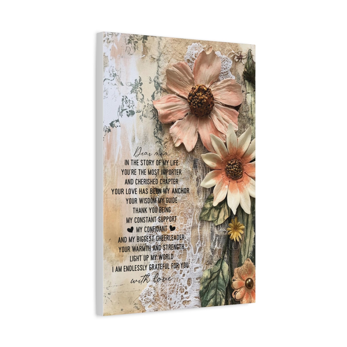 Floral Canvas Wall Art - Heartfelt Mom Appreciation Decor