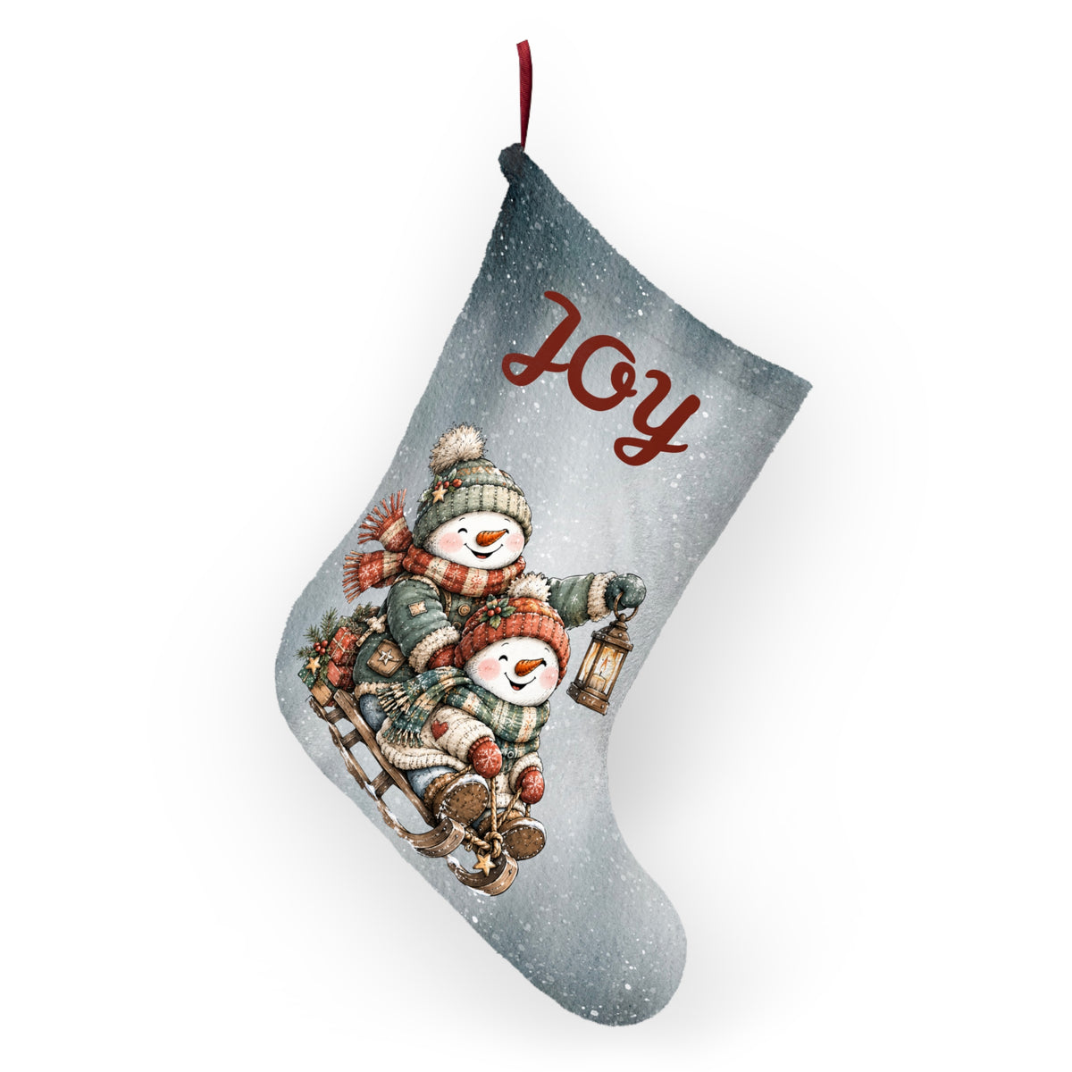 Personalizable Christmas Stocking - Joy Snowmen Christmas Stocking