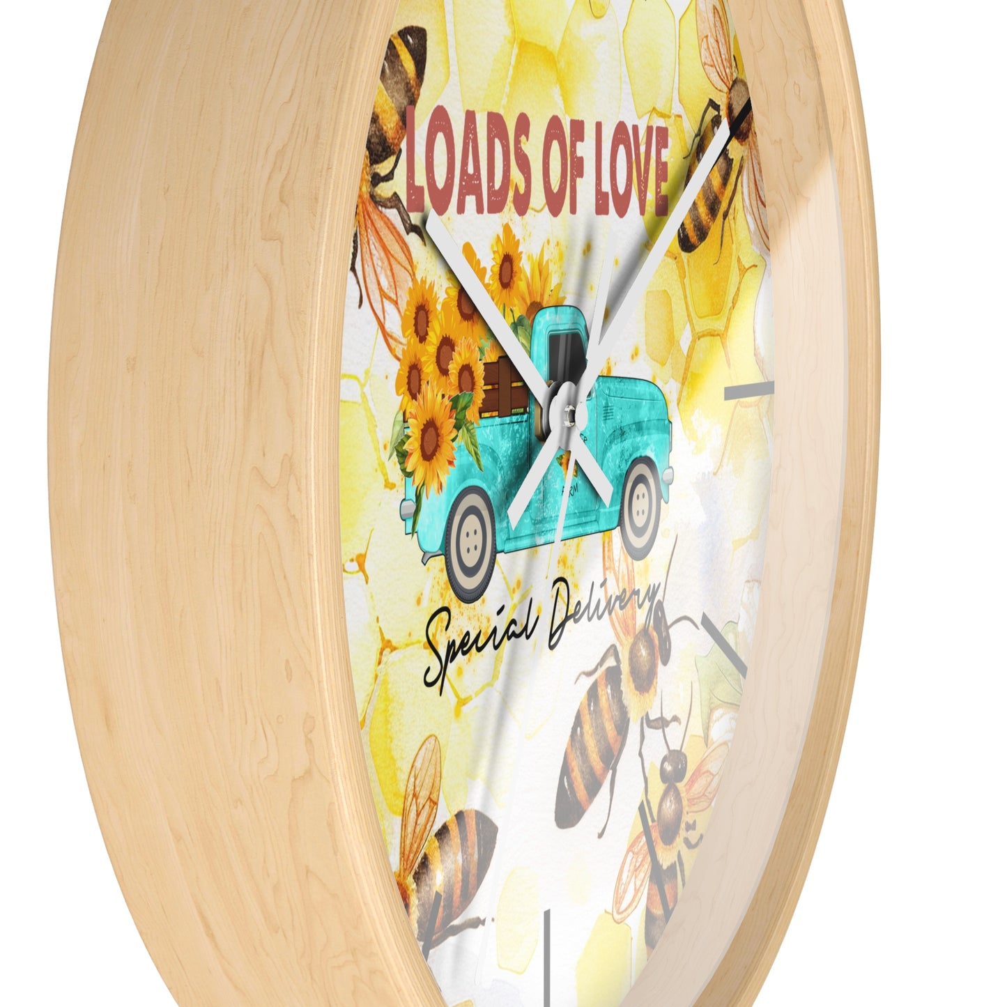 Sunflower Truck Honey Bees Wall Clock - Farmhouse Country Decor