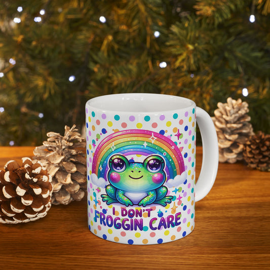 Whimsical Frog Ceramic Mug | Rainbow Polka Dot Design | Fun Gift Idea, Colorful Coffee Cup, Cute Home Decor,