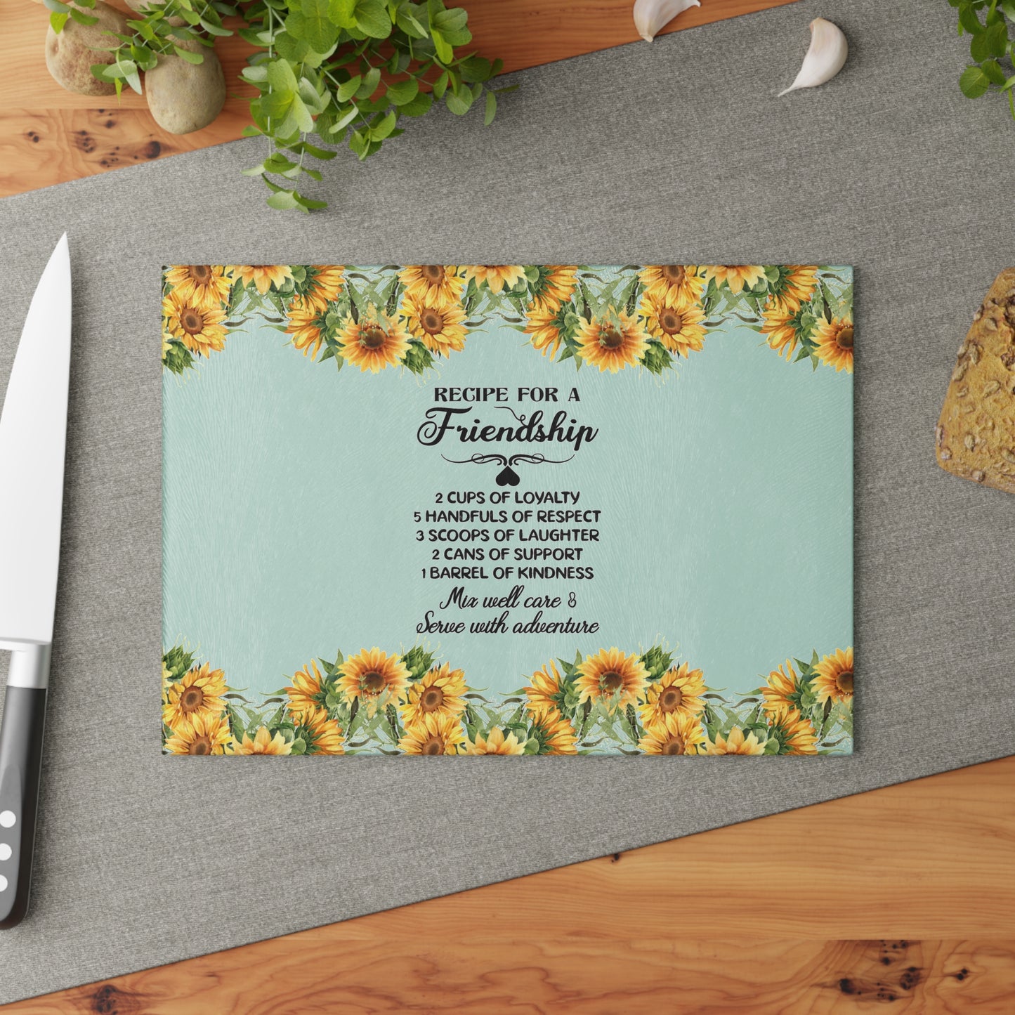 Glass Cutting Board Friendship Quote, Home Kitchen Essential, Friends Who Love To Cook, Housewarming Gift Idea, Friendship for Him or Her