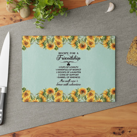 Glass Cutting Board Friendship Quote, Home Kitchen Essential, Friends Who Love To Cook, Housewarming Gift Idea, Friendship for Him or Her