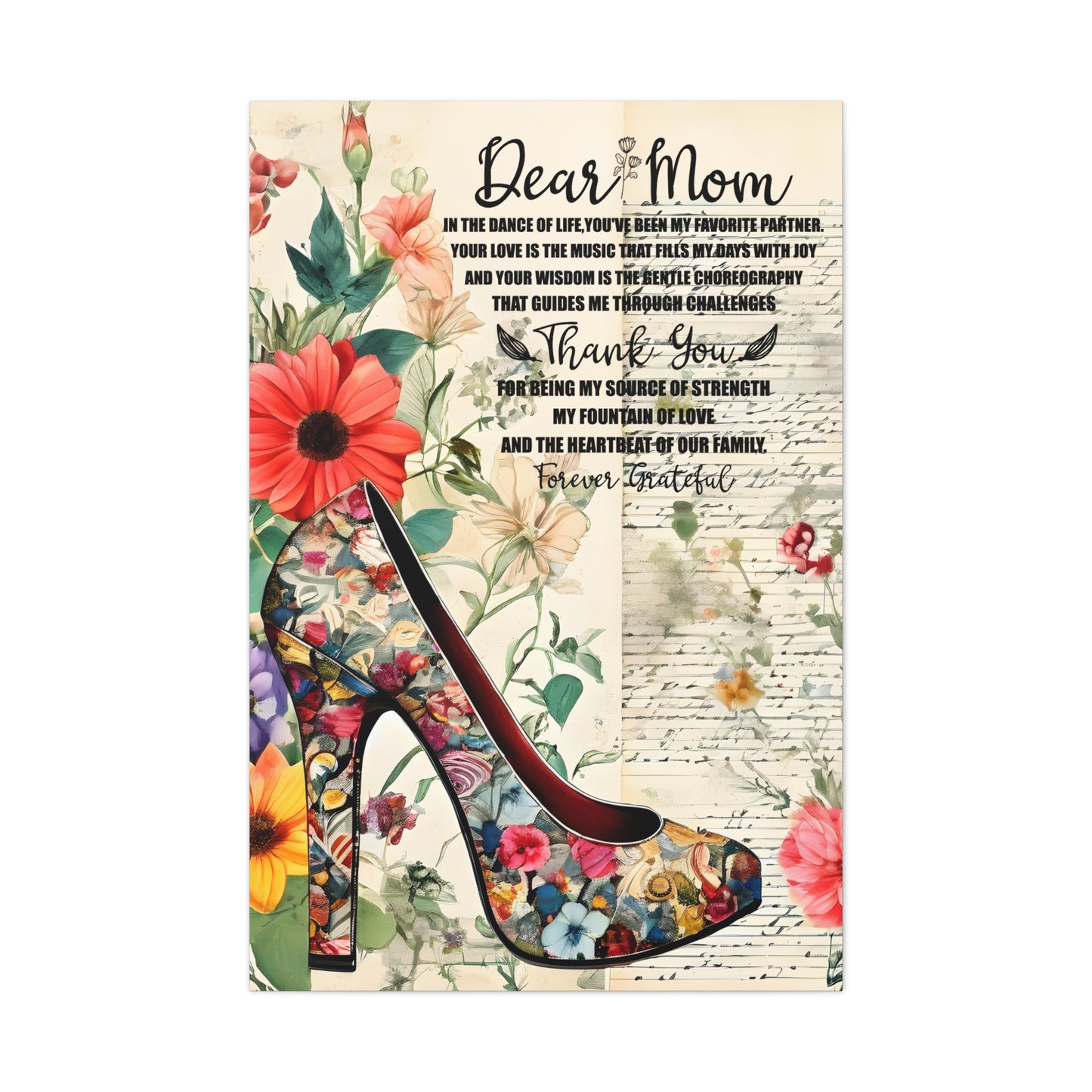Inspirational Floral Canvas Wall Art for Mom - Perfect Gift for Mother's Day