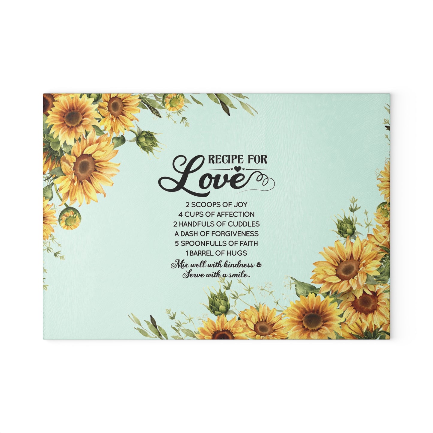 Glass Cutting Board Love Recipe Quote - Kitchen Essential Gift