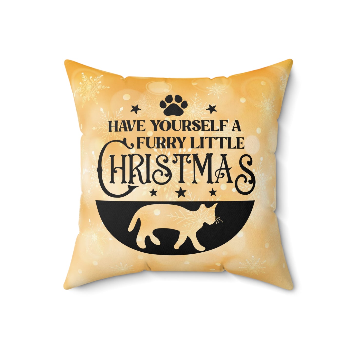 Pet Cat Christmas Theme Spun Polyester Square Pillow, Animal Lovers, CatLover's Christmas Decor, Christmas Quote Cat Accent for Home or Office