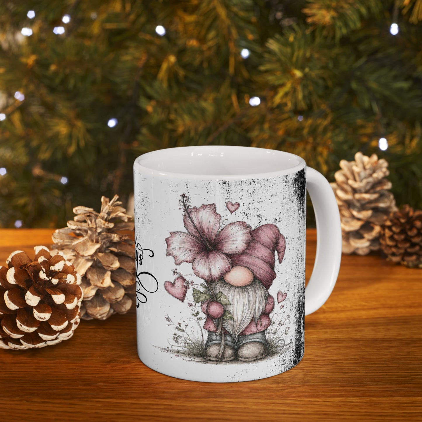 Ceramic Gnome Floral Mug "Forever & Always" — Romantic Anniversary Gift (11oz & 15oz)