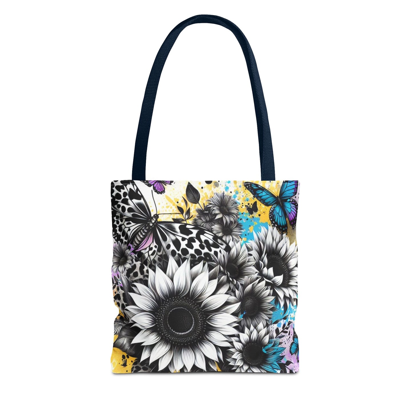 Sunflower & Butterflies Tote Bag — Color Splash Floral All-Over Print