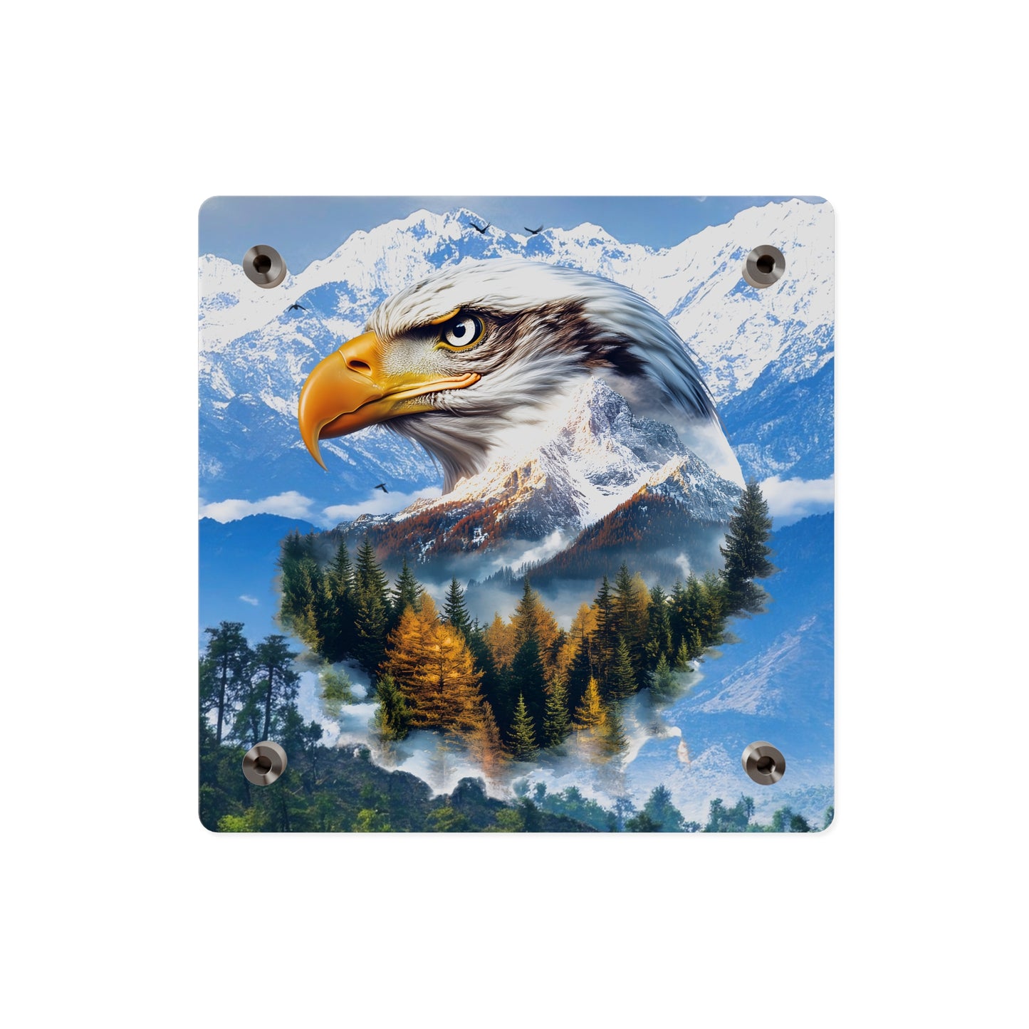 Eagle Mountain Acrylic Wall Art Panel — Patriotic Wilderness Landscape Decor
